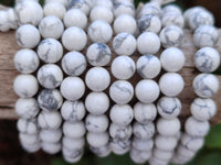 Polished Lightning Strike Magnesite - Howlite Beaded Stretch Buddha Bracelet - Sold Per Item - From Zimbabwe