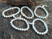 Polished Lightning Strike Magnesite - Howlite Beaded Stretch Buddha Bracelet - Sold Per Item - From Zimbabwe