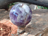 Polished Chevron Amethyst Spheres x 2 From Madagascar