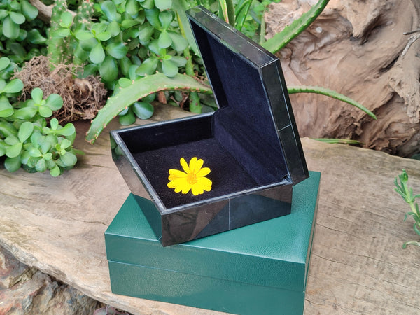 Hand Made Jet Lignite Jewellery Box x 1 From Swaziland