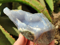 Natural Blue Lace Agate Geode Specimens x 3 From Malawi