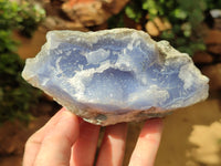 Natural Blue Lace Agate Geode Specimens x 3 From Malawi