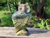 Hand Made Leopard Stone Owl Carving x 1 From Zimbabwe