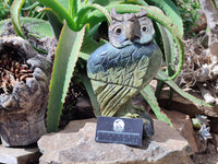 Hand Made Leopard Stone Owl Carving x 1 From Zimbabwe