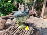 Hand Made Leopard Stone Owl Carving x 1 From Zimbabwe