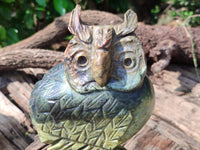 Hand Made Leopard Stone Owl Carving x 1 From Zimbabwe