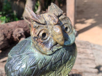 Hand Made Leopard Stone Owl Carving x 1 From Zimbabwe