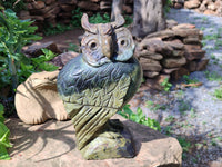 Hand Made Leopard Stone Owl Carving x 1 From Zimbabwe