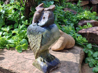 Hand Made Leopard Stone Owl Carving x 1 From Zimbabwe