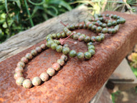 Polished Unakite Beaded Stretch Buddha Bracelet - Sold Per Item - From South Africa