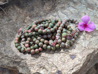 Polished Unakite Beaded Stretch Buddha Bracelet - Sold Per Item - From South Africa