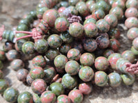 Polished Unakite Beaded Stretch Buddha Bracelet - Sold Per Item - From South Africa