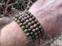 Polished Unakite Beaded Stretch Buddha Bracelet - Sold Per Item - From South Africa