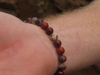 Polished Brecciated Red Jasper Beaded Stretch Buddha Bracelet - Sold Per Item - From South Africa