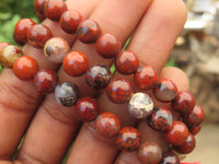 Polished Brecciated Red Jasper Beaded Stretch Buddha Bracelet - Sold Per Item - From South Africa