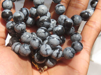 Polished Large Snowflake Obsidian Ball Shaped Beaded Necklace  - Sold per Item - From Mexico