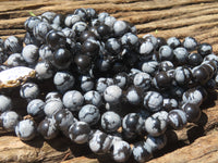 Polished Large Snowflake Obsidian Ball Shaped Beaded Necklace  - Sold per Item - From Mexico