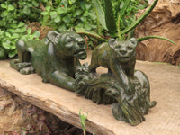 Hand Made Green Verdite Lion Carving x 1 From Zimbabwe