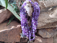 Polished Amethyst Tumble Chip Beaded Necklace - Sold per Item- From Zambia