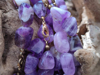 Polished Amethyst Tumble Chip Beaded Necklace - Sold per Item- From Zambia