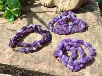 Polished Amethyst Tumble Chip Beaded Necklace - Sold per Item- From Zambia