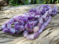 Polished Amethyst Tumble Chip Beaded Necklace - Sold per Item- From Zambia