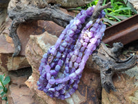 Polished Amethyst Tumble Chip Beaded Necklace - Sold per Item- From Zambia