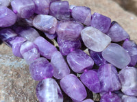 Polished Amethyst Tumble Chip Beaded Necklace - Sold per Item- From Zambia