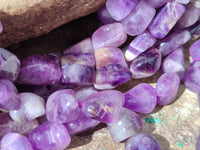 Polished Amethyst Tumble Chip Beaded Necklace - Sold per Item- From Zambia