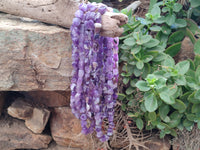 Polished Amethyst Tumble Chip Beaded Necklace - Sold per Item- From Zambia