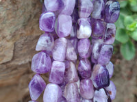 Polished Amethyst Tumble Chip Beaded Necklace - Sold per Item- From Zambia