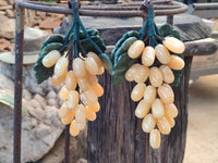 Polished Honey Aragonite Hanging Bunch of Grapes with Green Fuchsite Leaves - sold per item - From Namibia