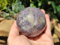 Polished Lepidolite with Pink Rubellite Spheres x 3 From Ambatondrazaka, Madagascar