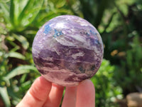 Polished Lepidolite with Pink Rubellite Spheres x 3 From Ambatondrazaka, Madagascar