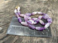 Hand Made Chevron Amethyst Bead Necklaces x 6 From Zambia