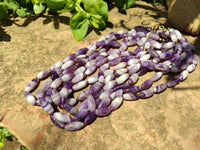 Hand Made Chevron Amethyst Bead Necklaces x 6 From Zambia