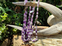 Hand Made Chevron Amethyst Bead Necklaces x 6 From Zambia