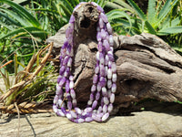 Hand Made Chevron Amethyst Bead Necklaces x 6 From Zambia