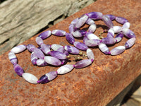 Hand Made Chevron Amethyst Bead Necklaces x 6 From Zambia