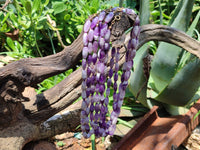 Hand Made Chevron Amethyst Bead Necklaces x 6 From Zambia