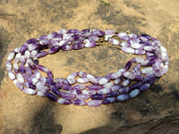 Hand Made Chevron Amethyst Bead Necklaces x 6 From Zambia