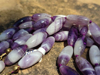 Hand Made Chevron Amethyst Bead Necklaces x 6 From Zambia