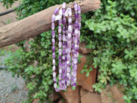 Hand Made Chevron Amethyst Bead Necklaces x 6 From Zambia