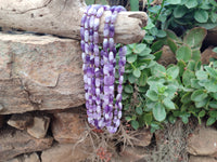 Hand Made Chevron Amethyst Bead Necklaces x 6 From Zambia