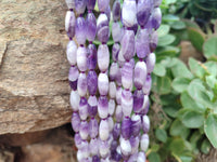 Hand Made Chevron Amethyst Bead Necklaces x 6 From Zambia