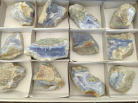 Natural Blue Lace Agate Geode Specimens x 12 From Malawi