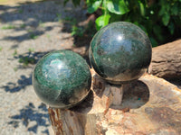 Polished Fuchsite Quartz Spheres x 2 From Madagascar