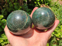 Polished Fuchsite Quartz Spheres x 2 From Madagascar