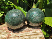 Polished Fuchsite Quartz Spheres x 2 From Madagascar