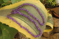 Polished Gem Amethyst Ball Shaped Beaded Necklace - Sold per Item- From Zambia